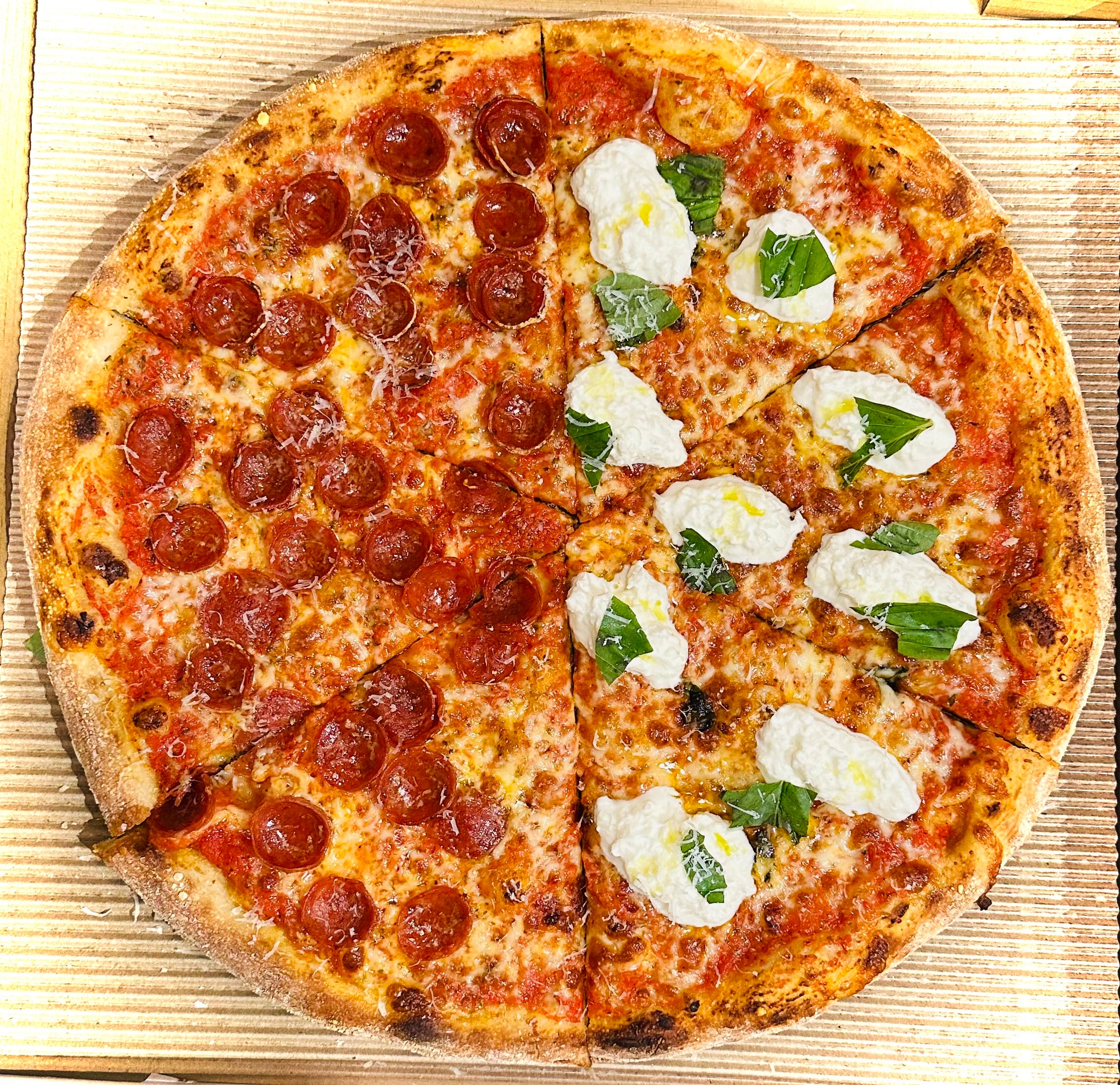 1/2 Pepperoni 1/2 Burrata